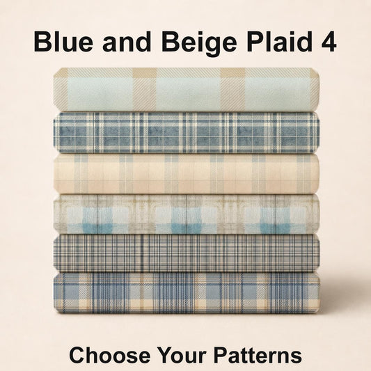 Blue and Beige Plaid 4 Fabric Bundle Set - Shop now at American Fabric Prints