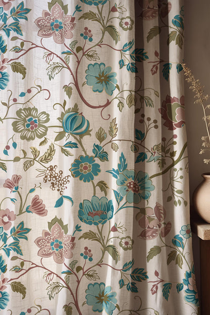 Colorful Floral Motif Fabric by the Yard, Vivid Floral Pattern Fabric, Flower Fabric for Curtains, Upholstery, Pillow Covers, Couch Covering