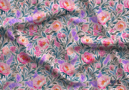 Bright Pink Peony Floral Fabric - Shop now at American Fabric Prints