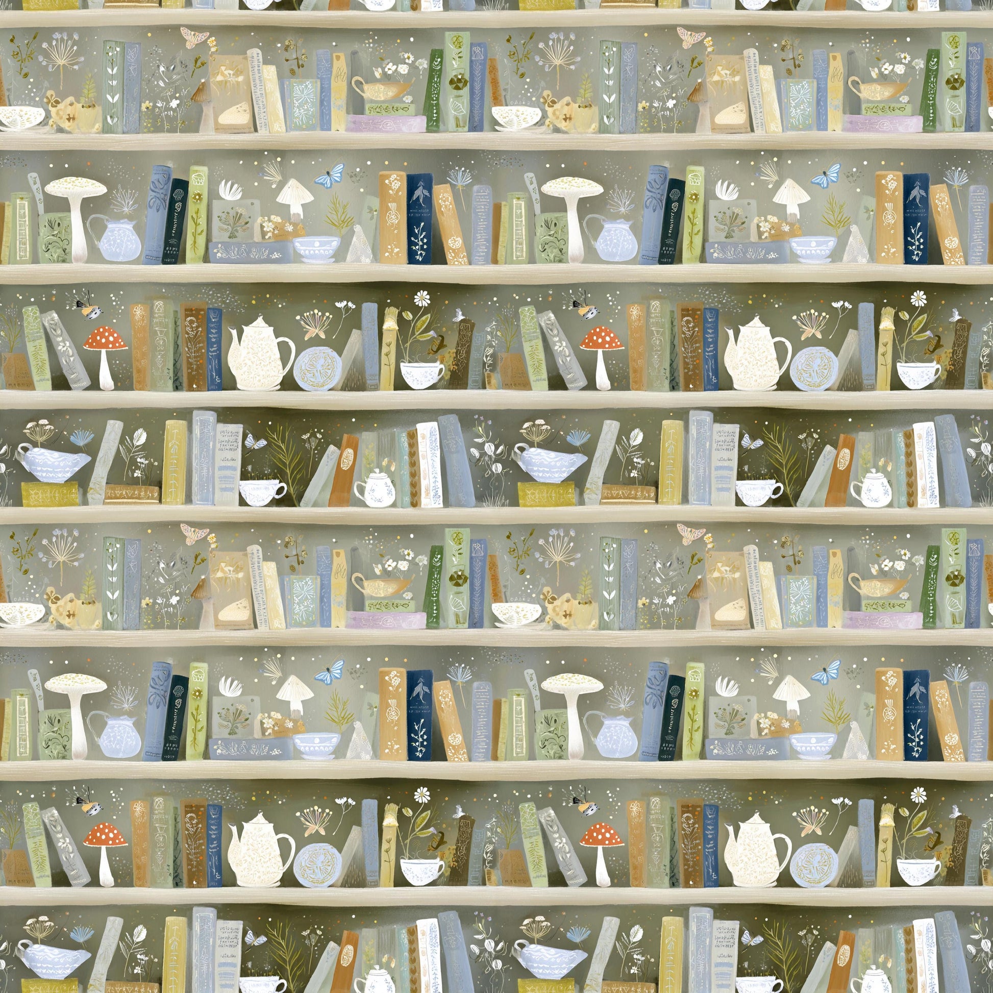 Fairytale Book Shelves Fabric - Shop now at American Fabric Prints