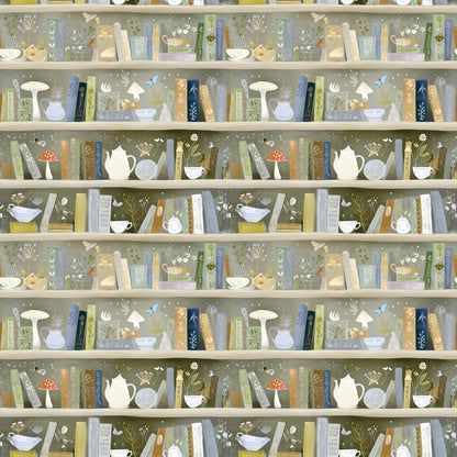 Fairytale Book Shelves Fabric - Shop now at American Fabric Prints