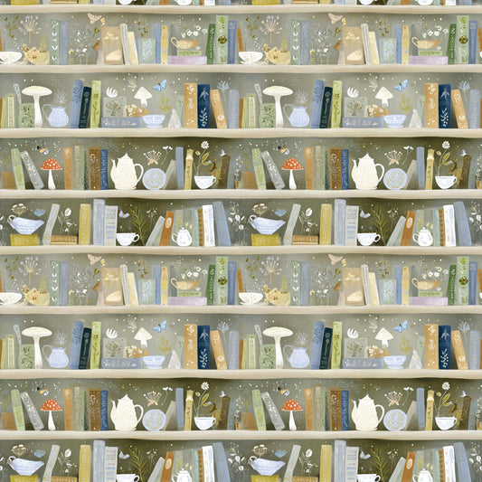 Fairytale Book Shelves Fabric - Shop now at American Fabric Prints