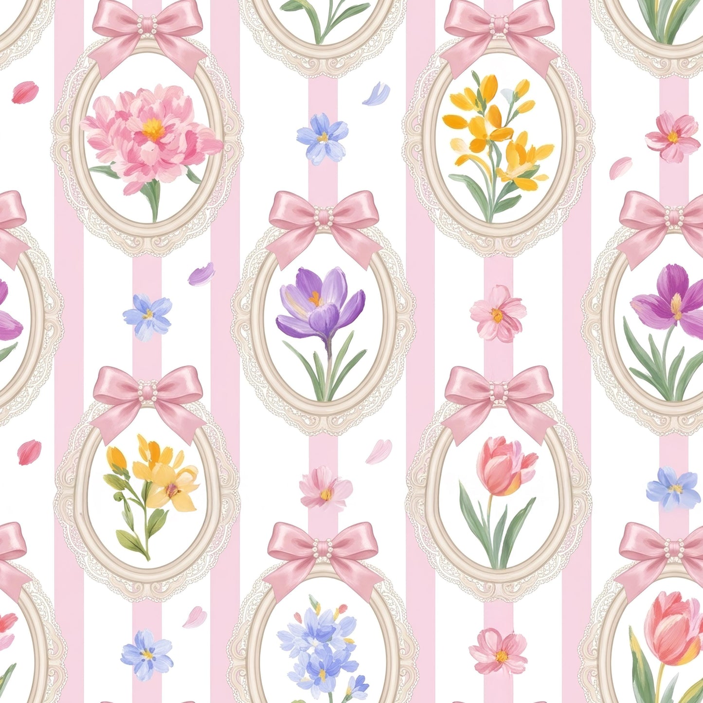 Floral Oval Frames Fabric - Shop now at American Fabric Prints