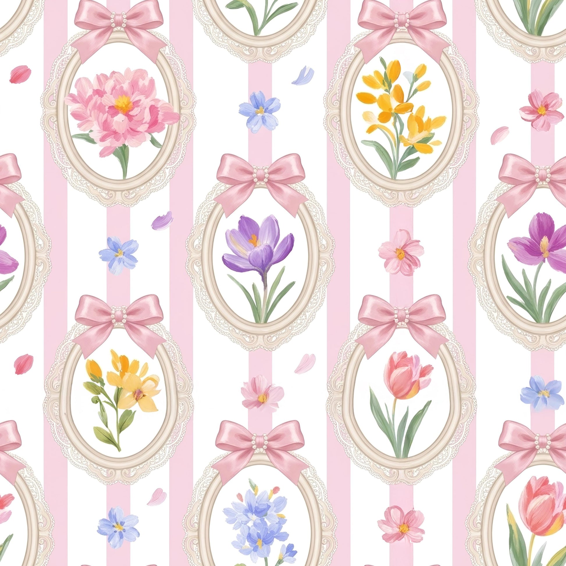 Floral Oval Frames Fabric - Shop now at American Fabric Prints