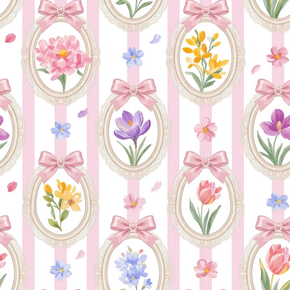 Floral Oval Frames Fabric - Shop now at American Fabric Prints