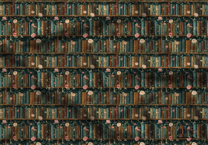 Pink Floral Book Shelves Fabric - Shop now at American Fabric Prints