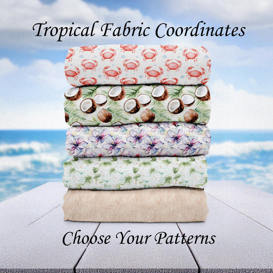 Tropical Quilt Fabric Coordinates | Island Fabric Bundle | Tropical Themed Cotton Fabric | Fabric | Made in USA | American Fabric Prints