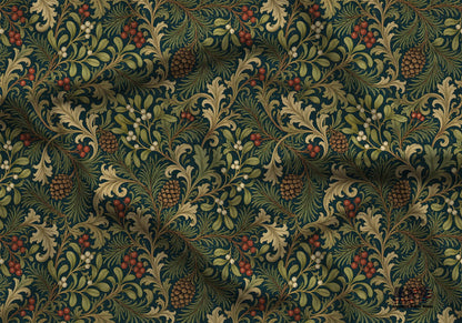 Victorian Christmas Pine Cones Fabric - Shop now at American Fabric Prints
