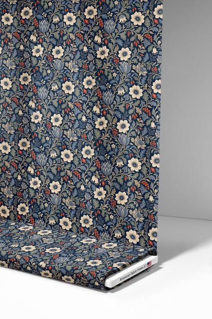 Navy Winter Berries Fabric - Shop now at American Fabric Prints