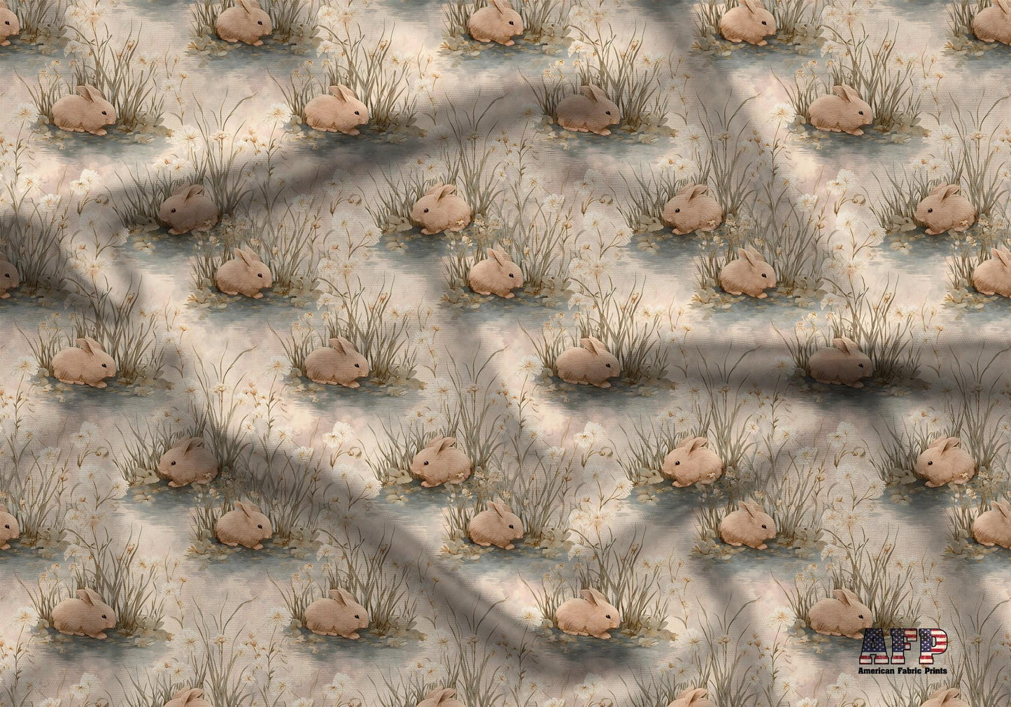 Watercolor Bunny Meadow Fabric - Shop now at American Fabric Prints
