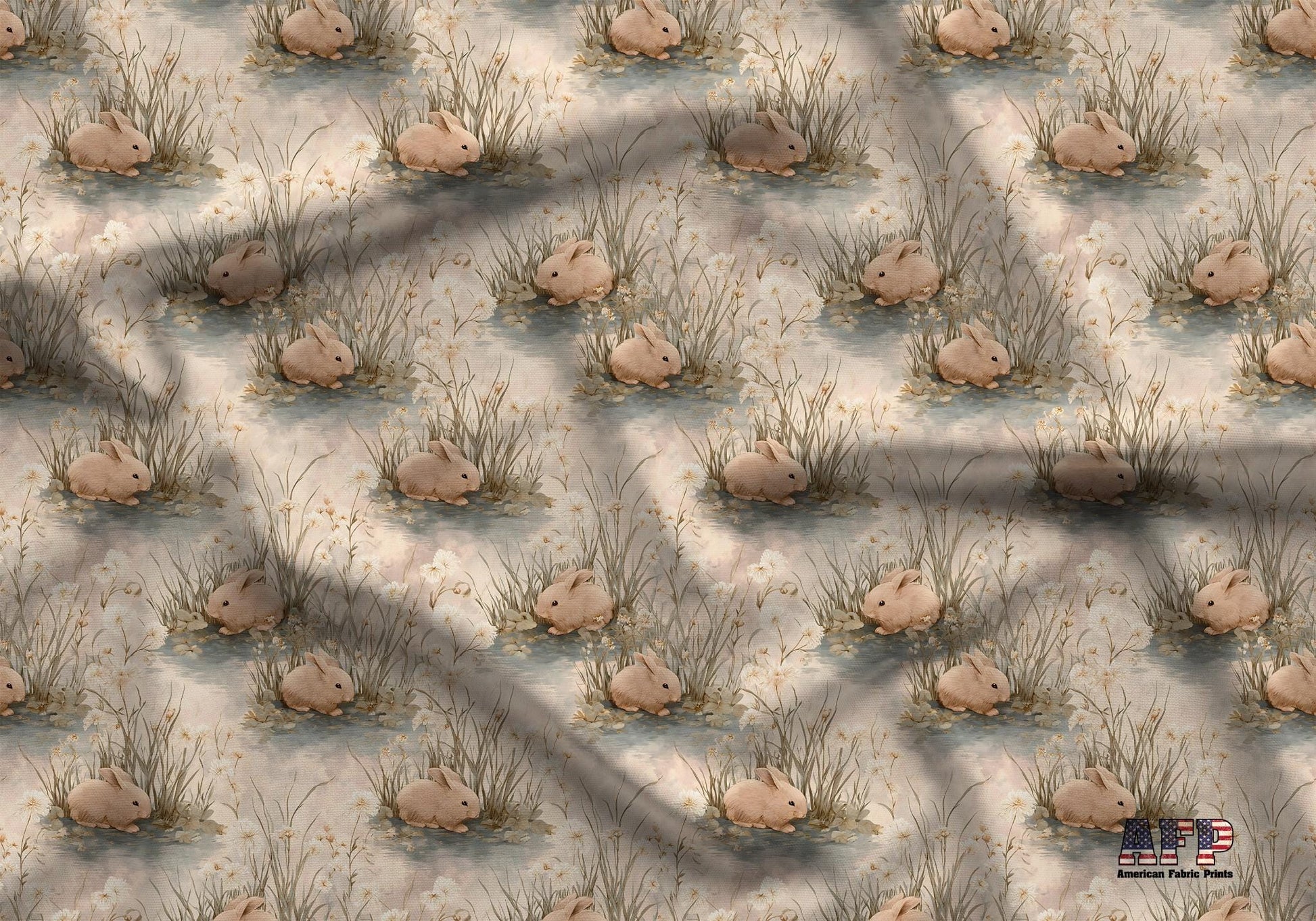 Watercolor Bunny Meadow Fabric - Shop now at American Fabric Prints