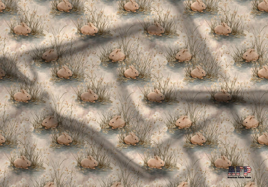 Watercolor Bunny Meadow Fabric - Shop now at American Fabric Prints