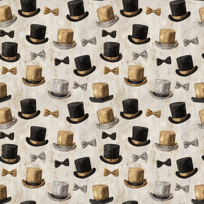 Vintage New Years Hats Fabric - Shop now at American Fabric Prints