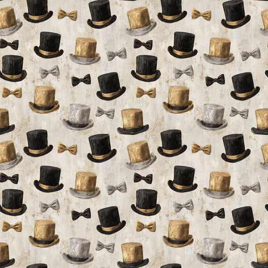 Vintage New Years Hats Fabric - Shop now at American Fabric Prints