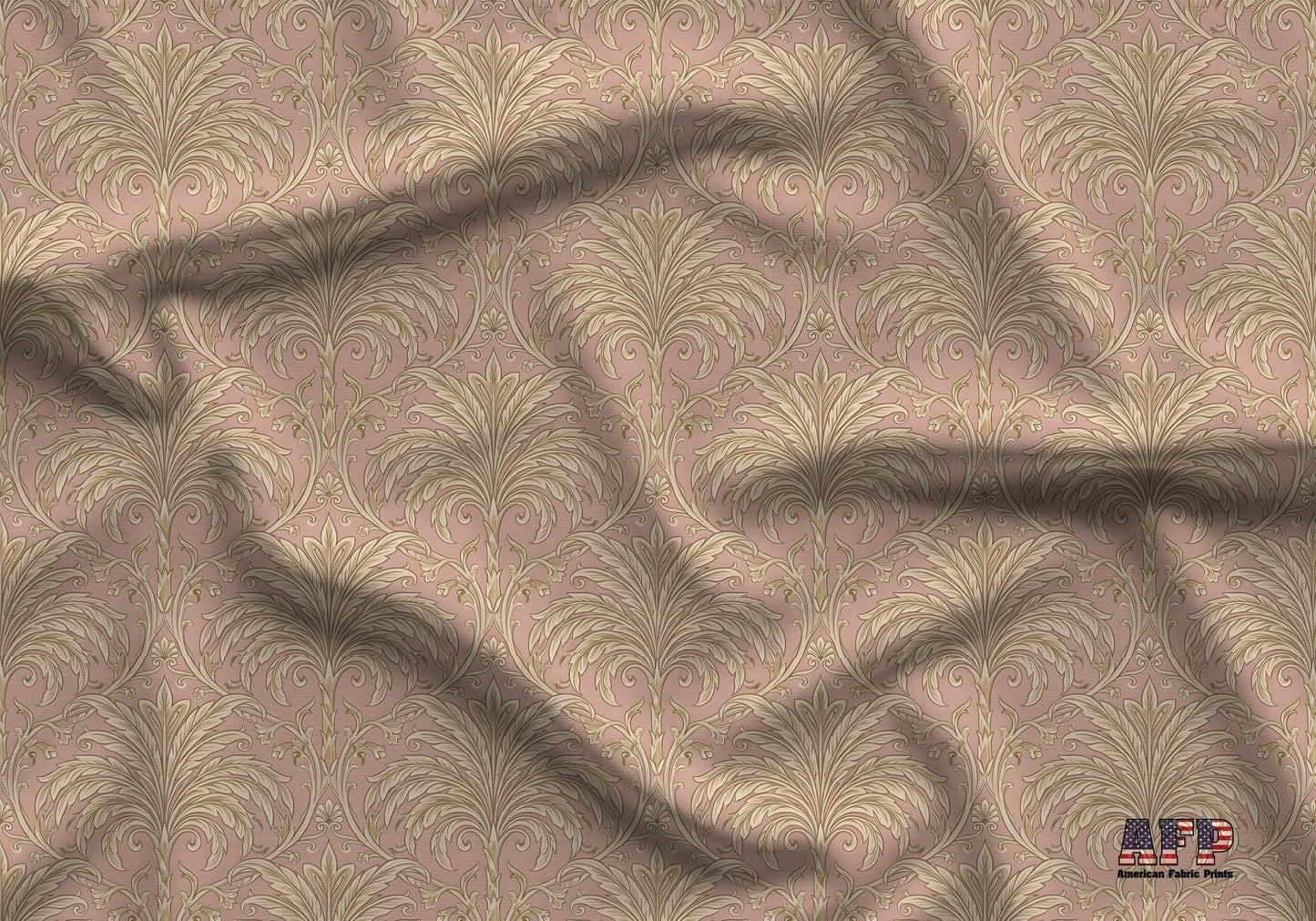 Blush Damask Acanthus Leaf Fabric - Shop now at American Fabric Prints