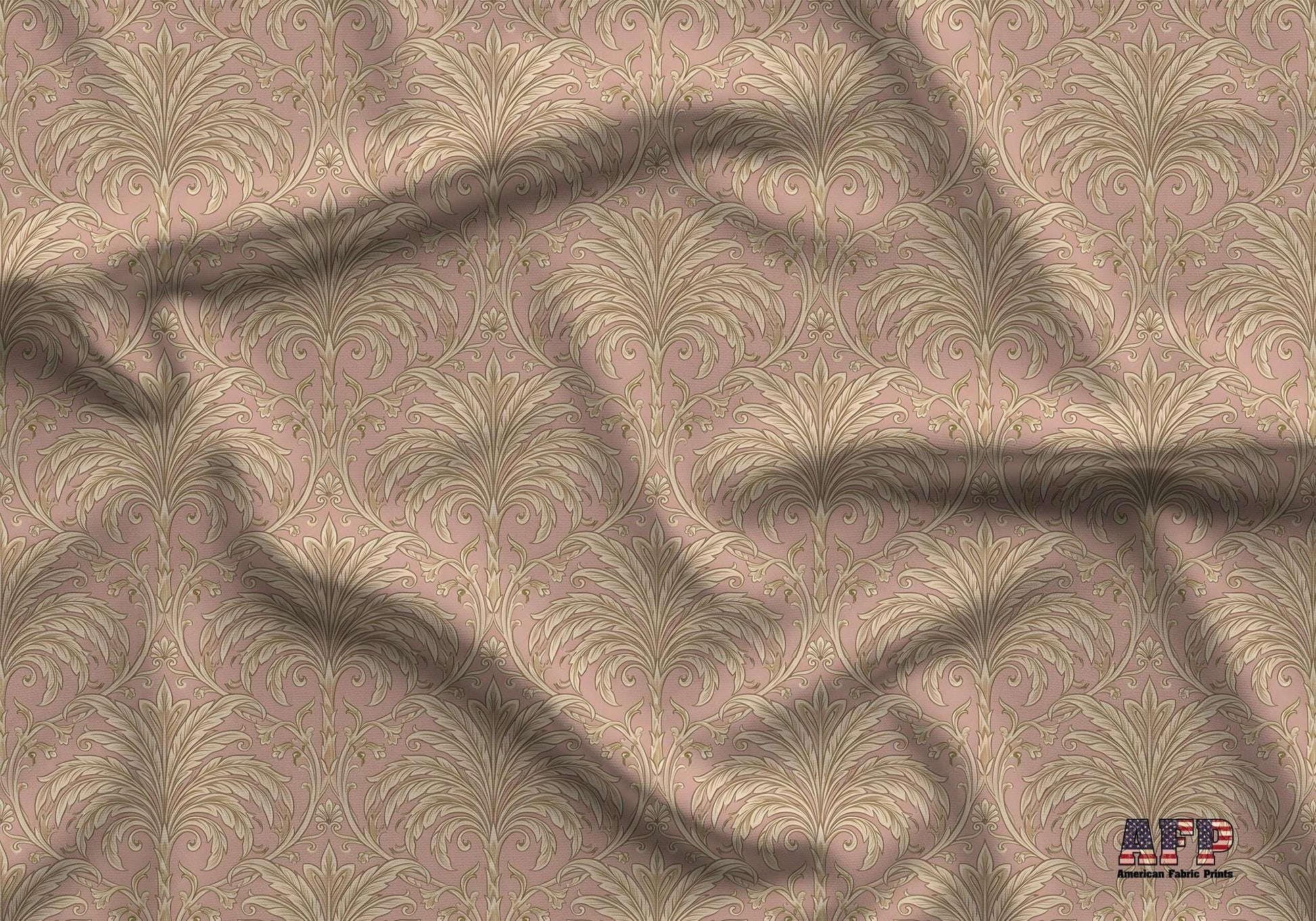 Blush Damask Acanthus Leaf Fabric - Shop now at American Fabric Prints