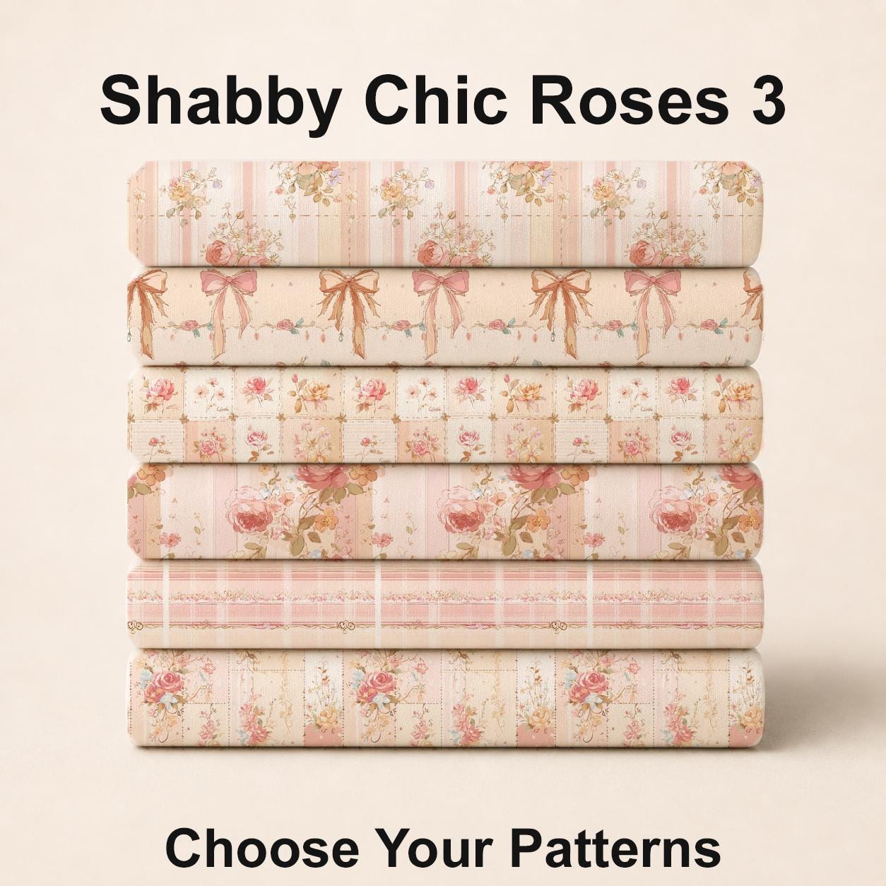 Shabby Chic Roses 3 Fabric Bundle Set - Shop now at American Fabric Prints