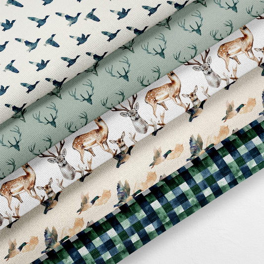 Hunting Quilt Patterns | Mallard Quilt | Deer Plaid | Ducks in Flight | Nursery Fabric | Made in USA | American Fabric Prints | Watercolor
