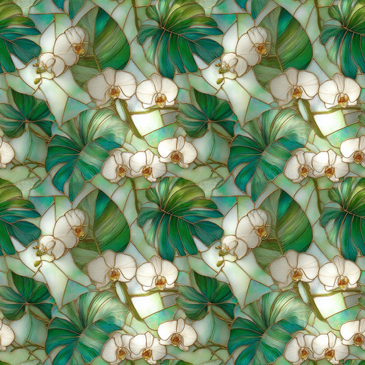 Stain Glass Island Floral Fabric - Shop now at American Fabric Prints