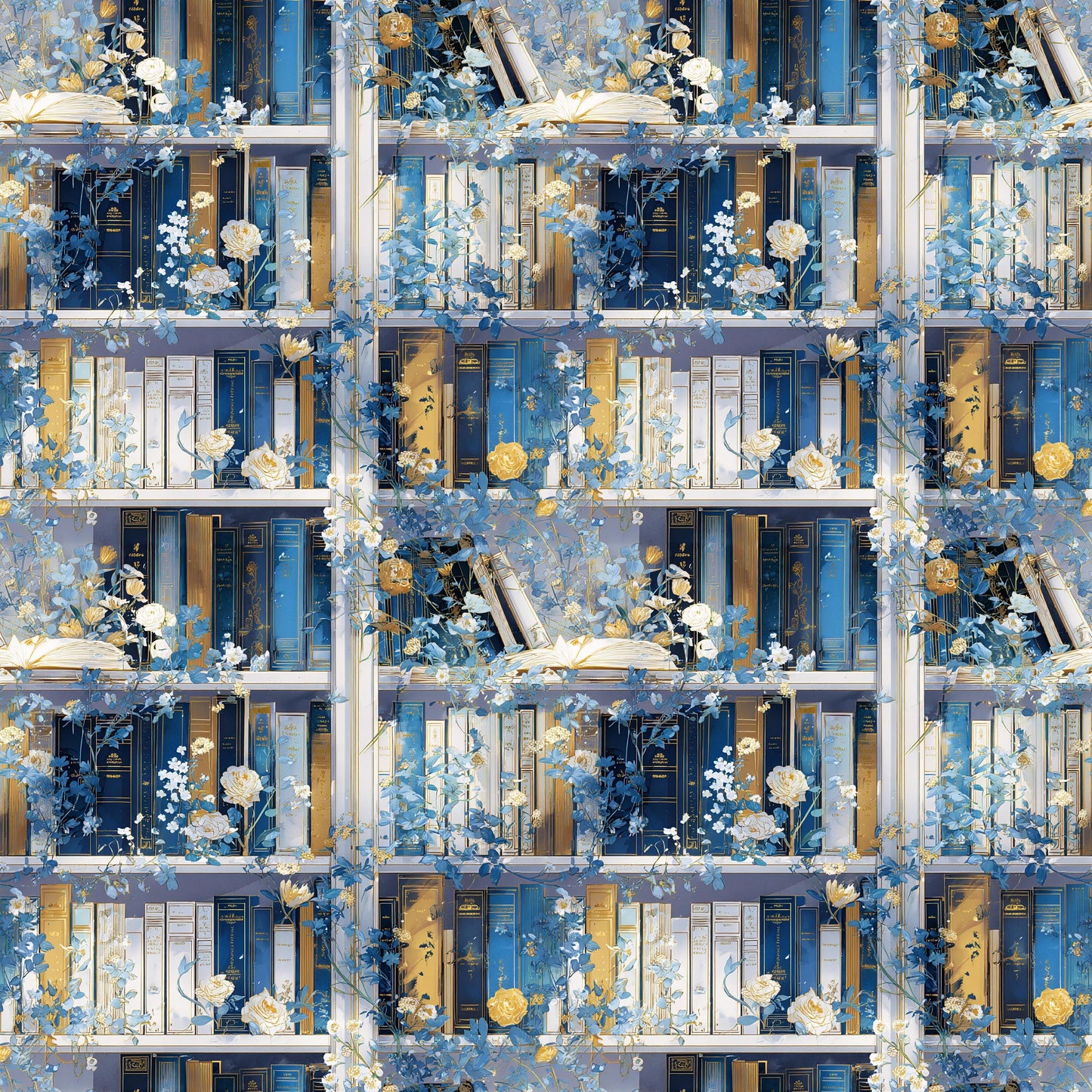 Elegant Bookshelf Fabric - Shop now at American Fabric Prints