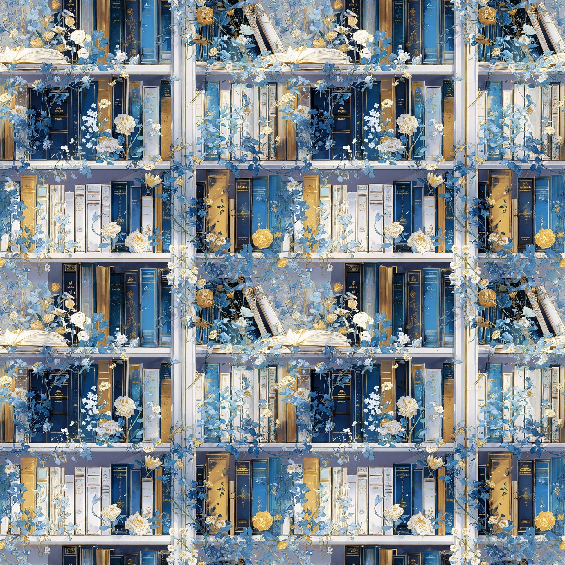 Elegant Bookshelf Fabric - Shop now at American Fabric Prints