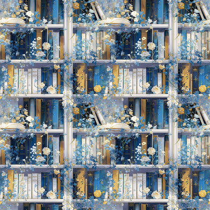Elegant Bookshelf Fabric - Shop now at American Fabric Prints