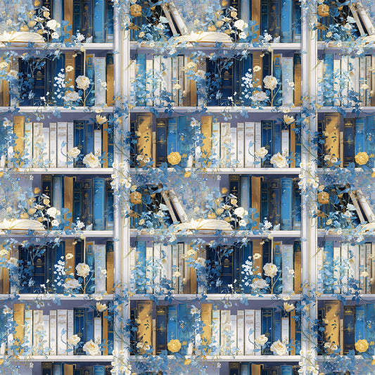 Elegant Bookshelf Fabric - Shop now at American Fabric Prints