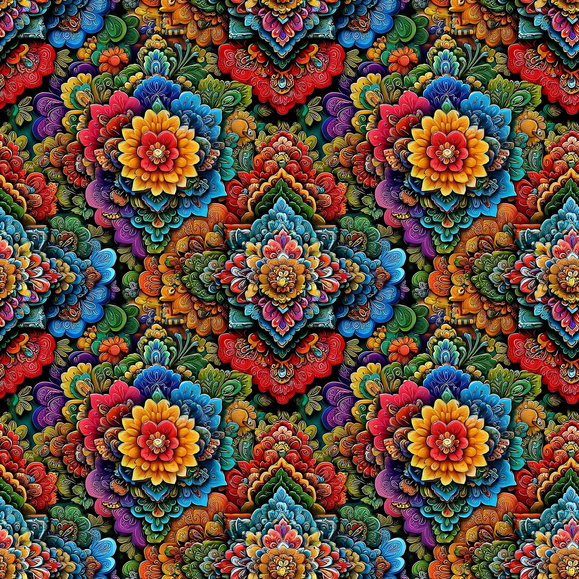 Mexican Fiesta Floral 2 Fabric - Shop now at American Fabric Prints