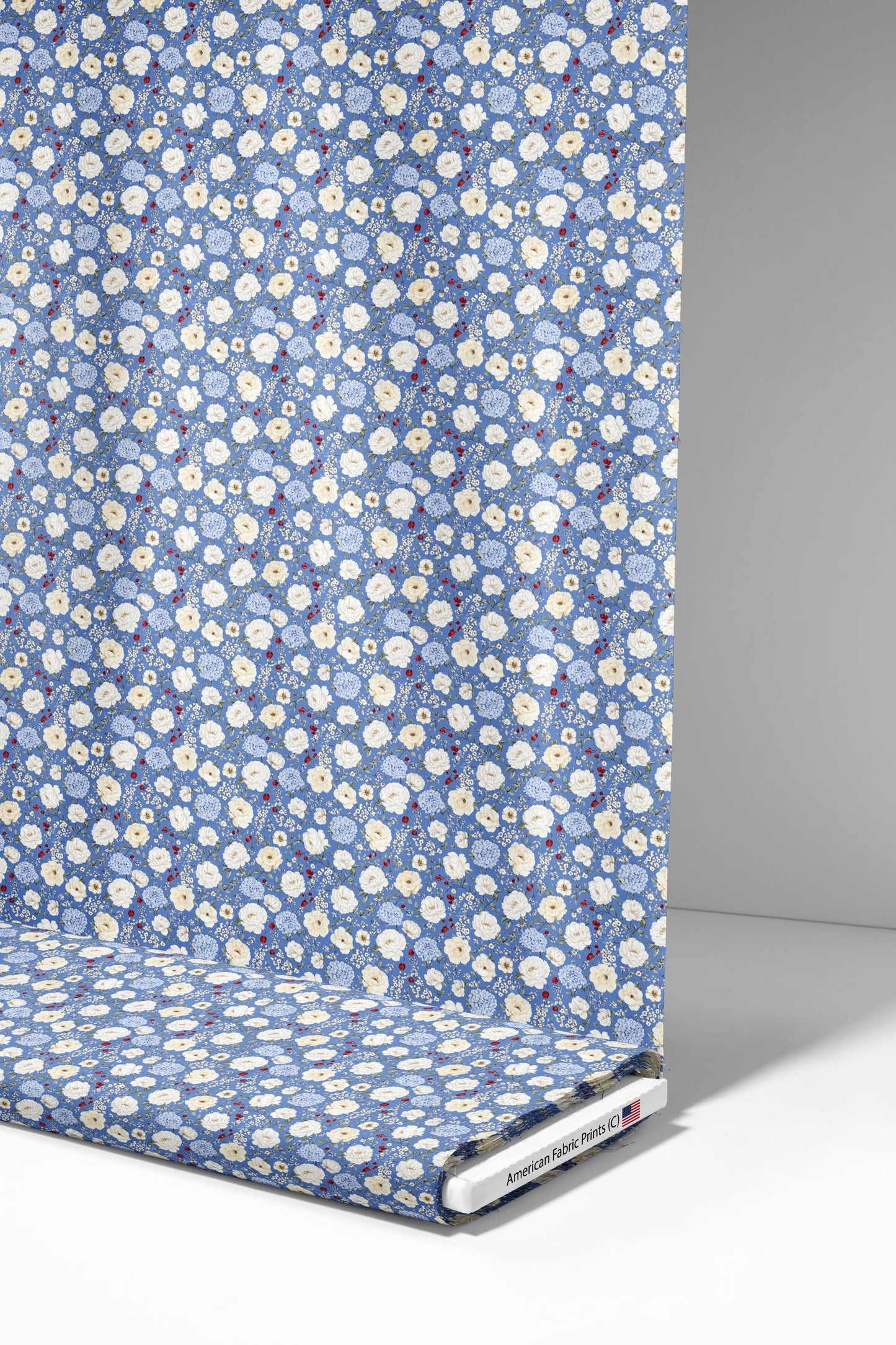 Red White and Blue Floral Fabric - Shop now at American Fabric Prints