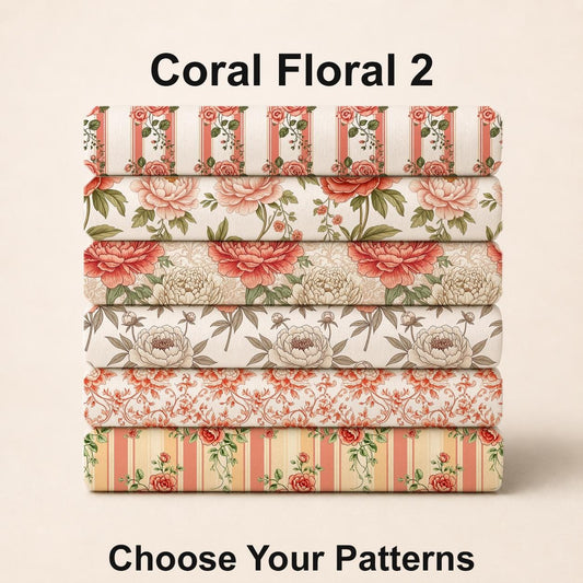 Coral Floral 2 Fabric Bundle Set - Shop now at American Fabric Prints