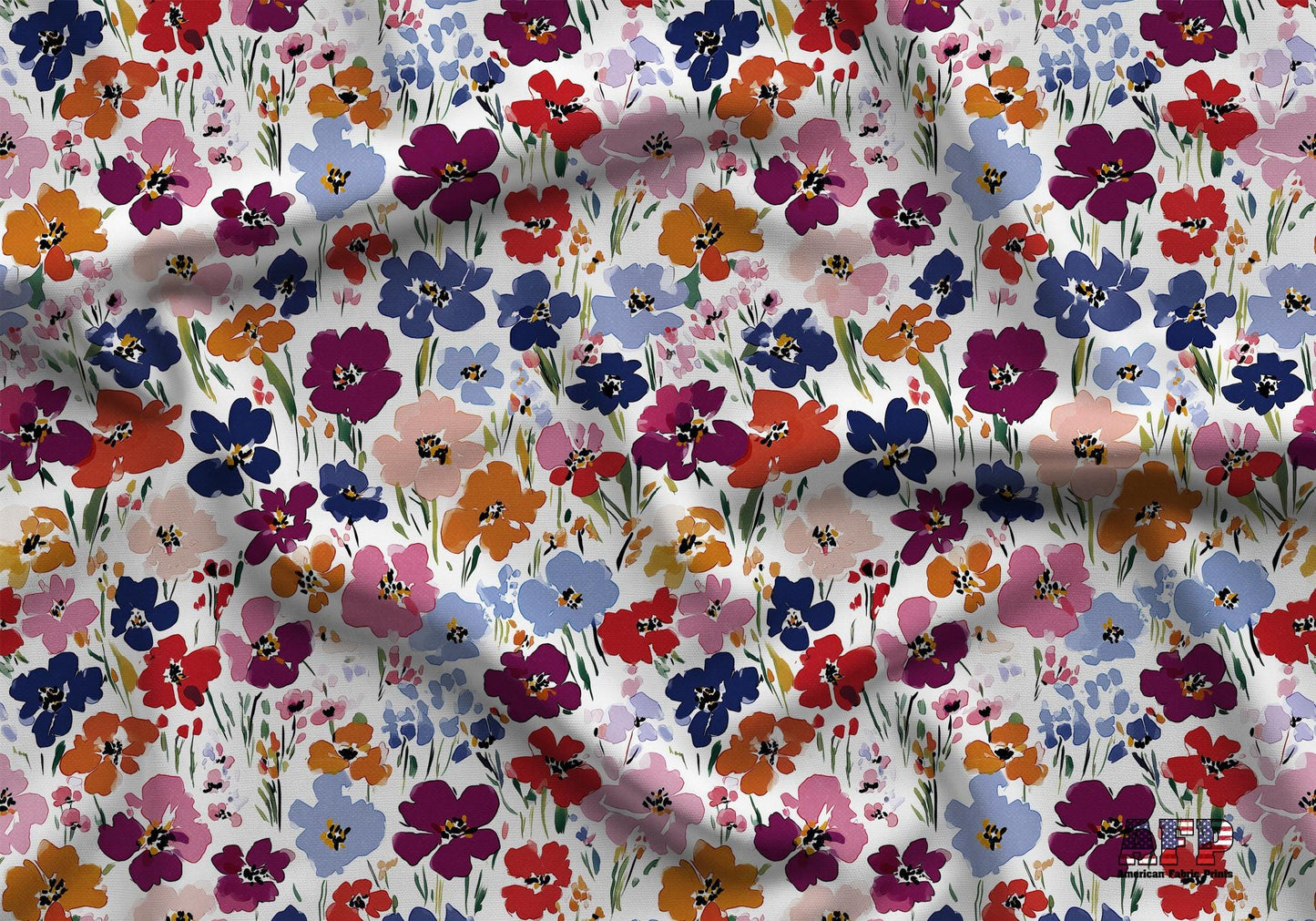 Colorful Pansy Field Fabric - Shop now at American Fabric Prints