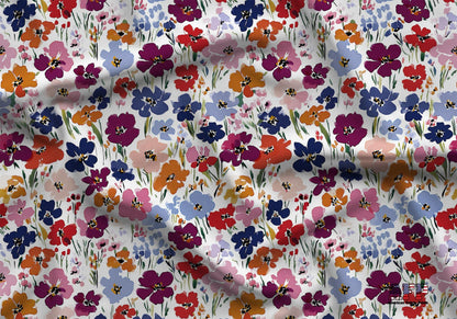 Colorful Pansy Field Fabric - Shop now at American Fabric Prints