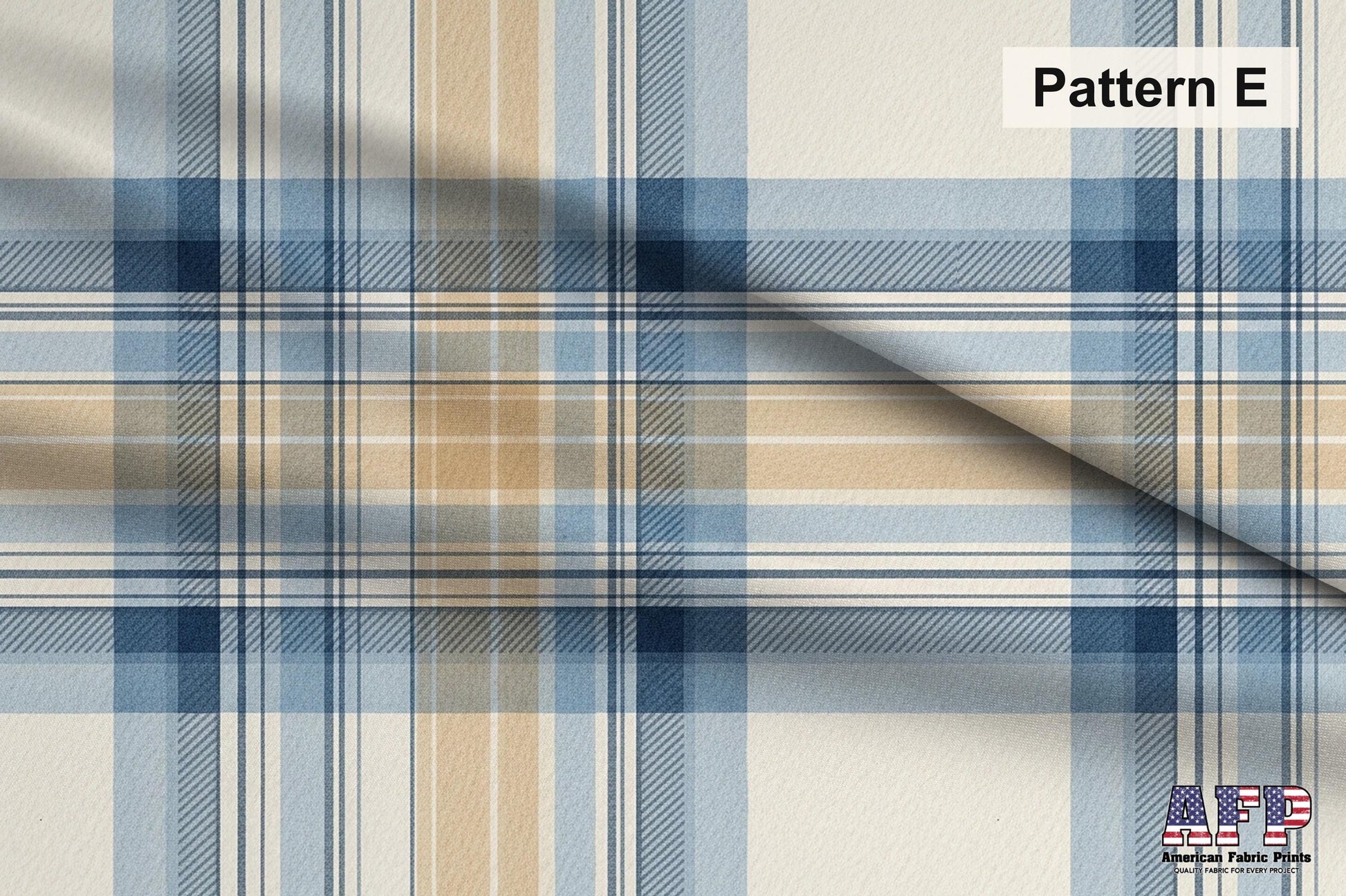 Blue and Beige Plaid 3 Fabric Bundle Set - Shop now at American Fabric Prints