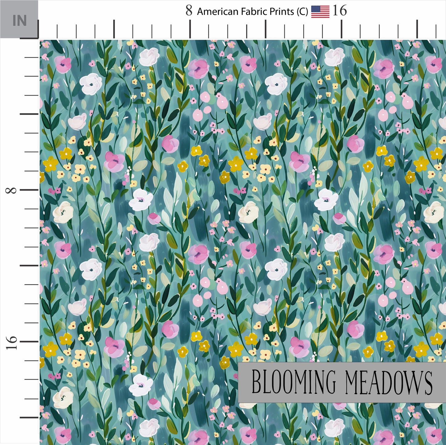 Floral Meadow Fabric | Premium Cotton Quilt Fabric | Watercolor Flower Pattern | Spring Craft | Made in America | American Fabric Prints