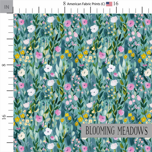 Floral Meadow Fabric | Premium Cotton Quilt Fabric | Watercolor Flower Pattern | Spring Craft | Made in America | American Fabric Prints