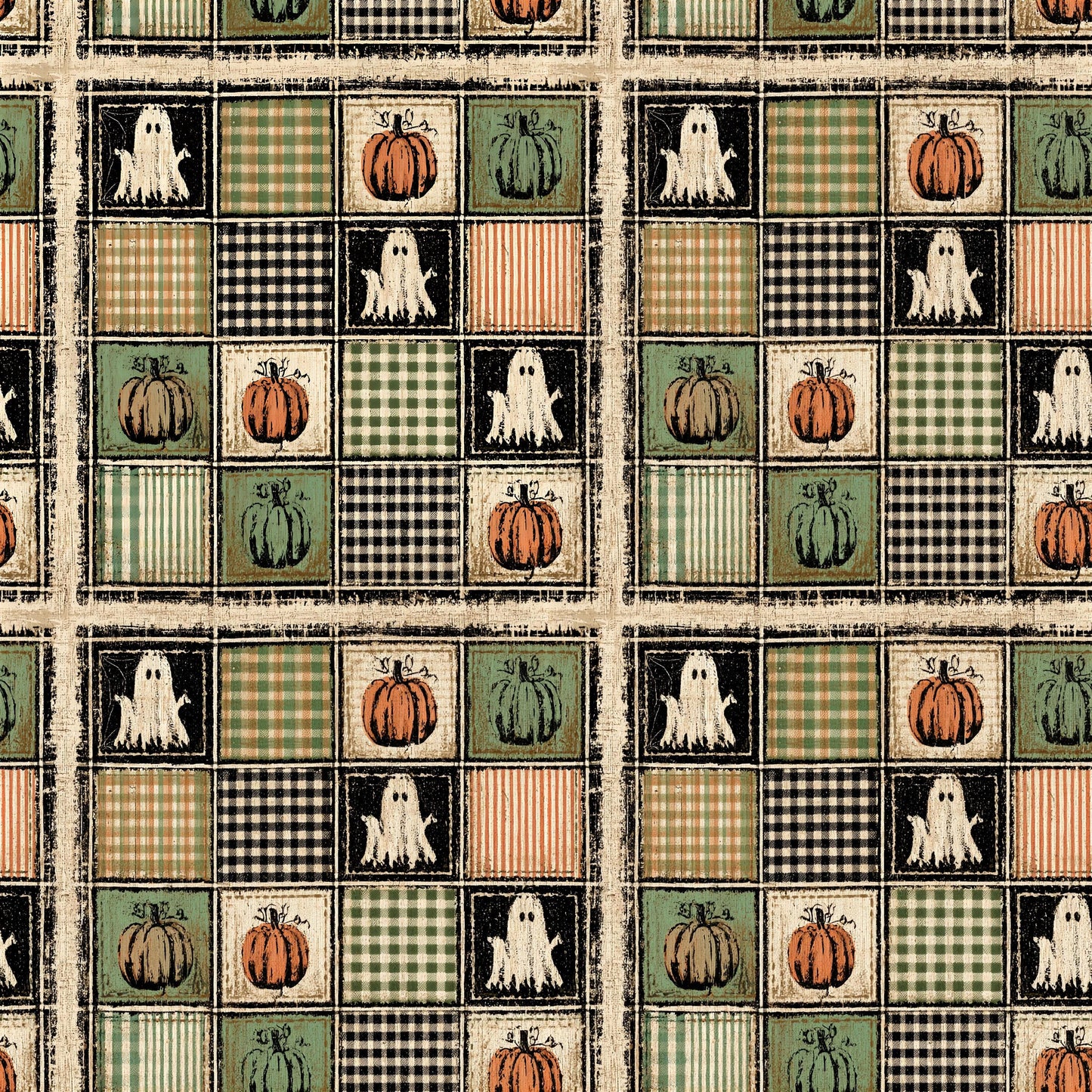 Vintage Retro Halloween Patchwork Fabric - Shop now at American Fabric Prints