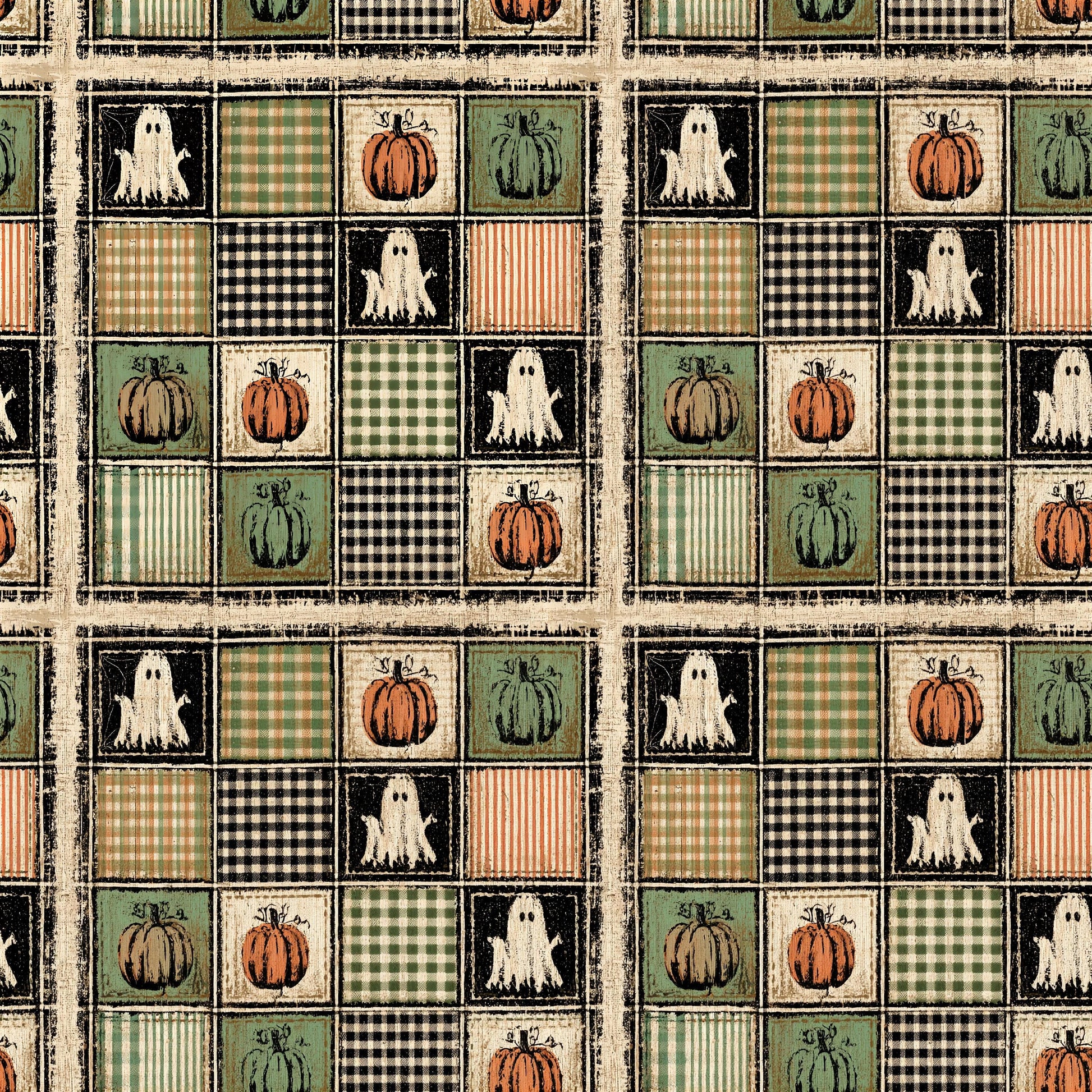Vintage Retro Halloween Patchwork Fabric - Shop now at American Fabric Prints