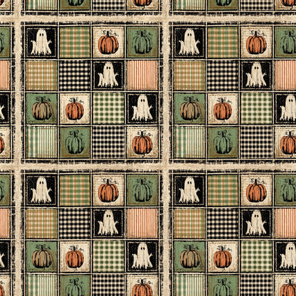 Vintage Retro Halloween Patchwork Fabric - Shop now at American Fabric Prints