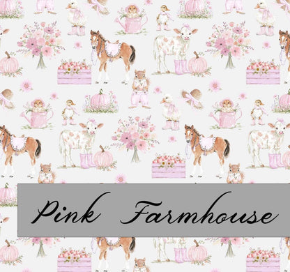 Pink Farmhouse Fabric | Premium Cotton Quilt Fabric | Pink Rustic Cowgirl | Made in the USA | American Fabric Prints | Pink Nursery Fabric