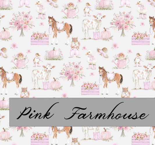 Pink Farmhouse Fabric | Premium Cotton Quilt Fabric | Pink Rustic Cowgirl | Made in the USA | American Fabric Prints | Pink Nursery Fabric