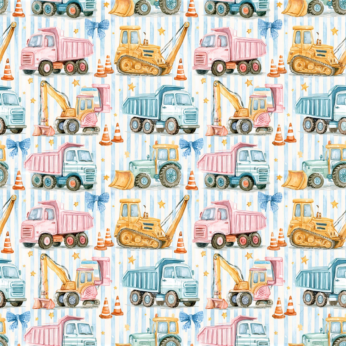Preppy Construction Zone Fabric - Shop now at American Fabric Prints