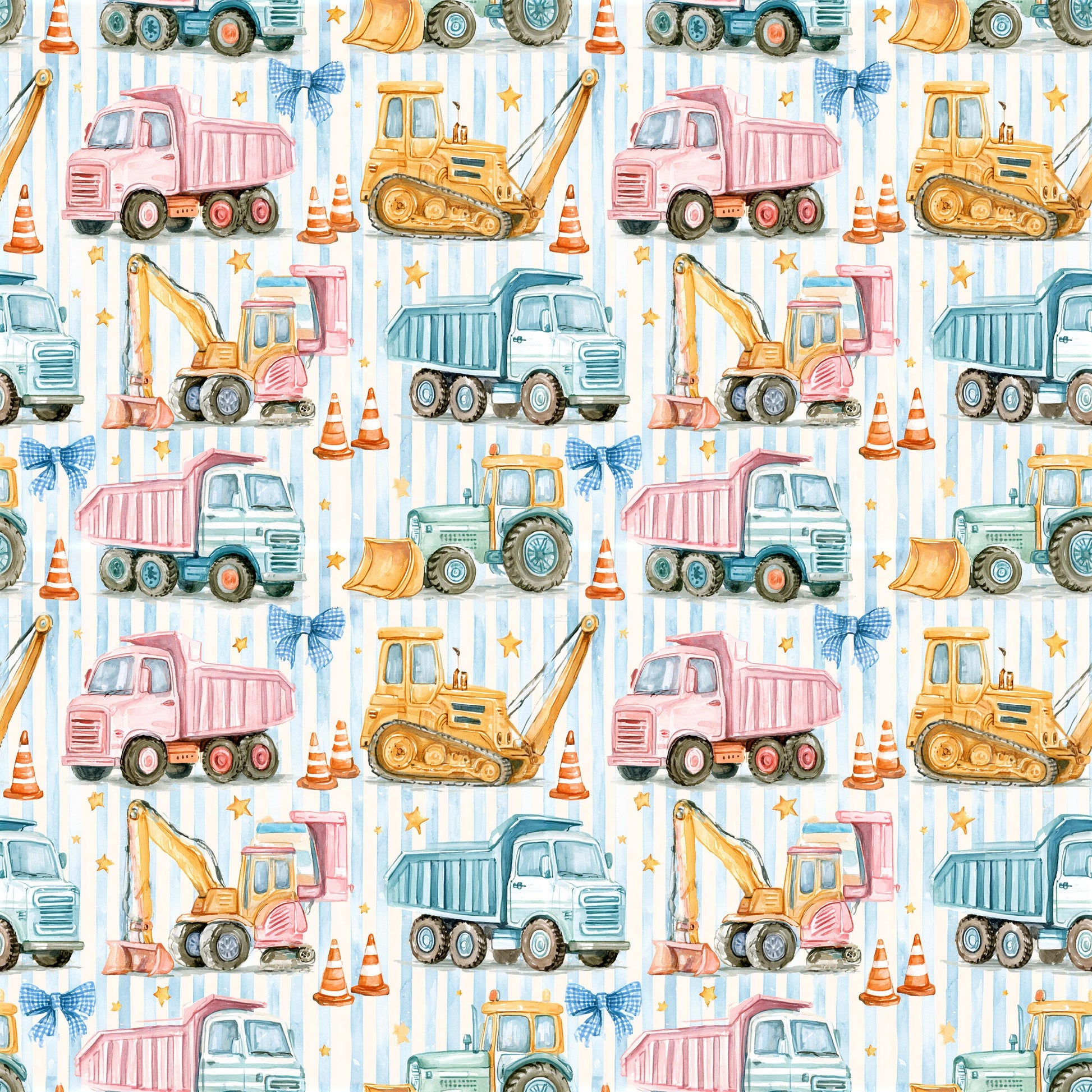 Preppy Construction Zone Fabric - Shop now at American Fabric Prints