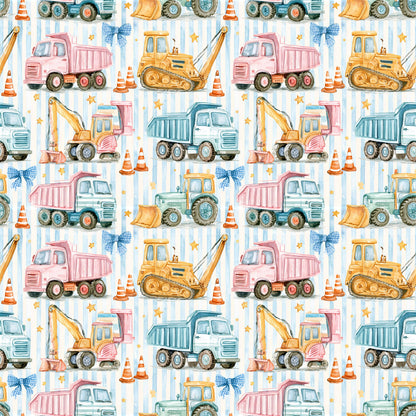 Preppy Construction Zone Fabric - Shop now at American Fabric Prints