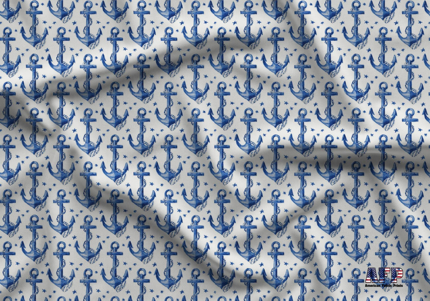 Blue Anchors Fabric - Shop now at American Fabric Prints