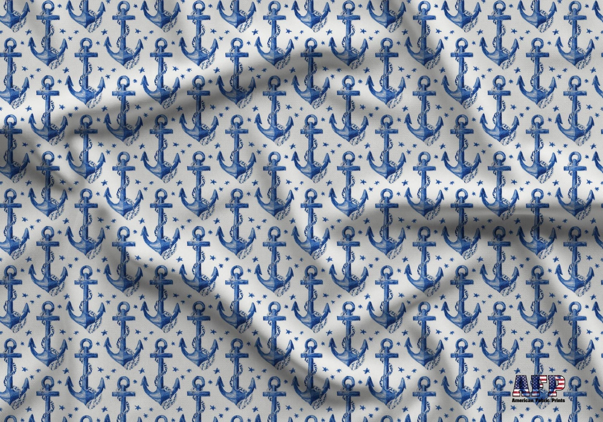Blue Anchors Fabric - Shop now at American Fabric Prints