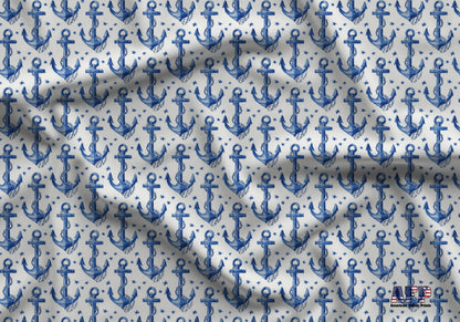 Blue Anchors Fabric - Shop now at American Fabric Prints