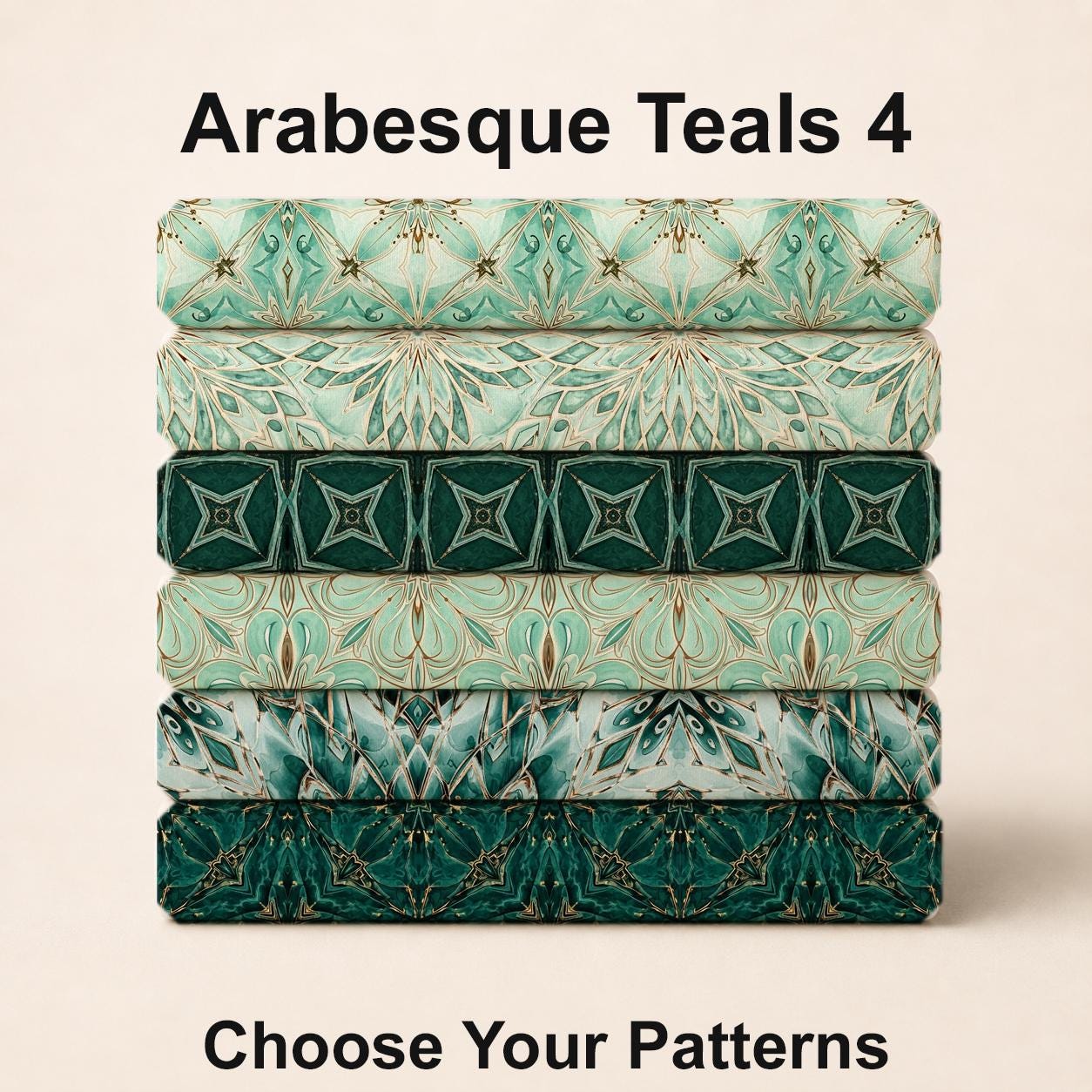 Arabesque Teals 4 Fabric Bundle Set - Shop now at American Fabric Prints