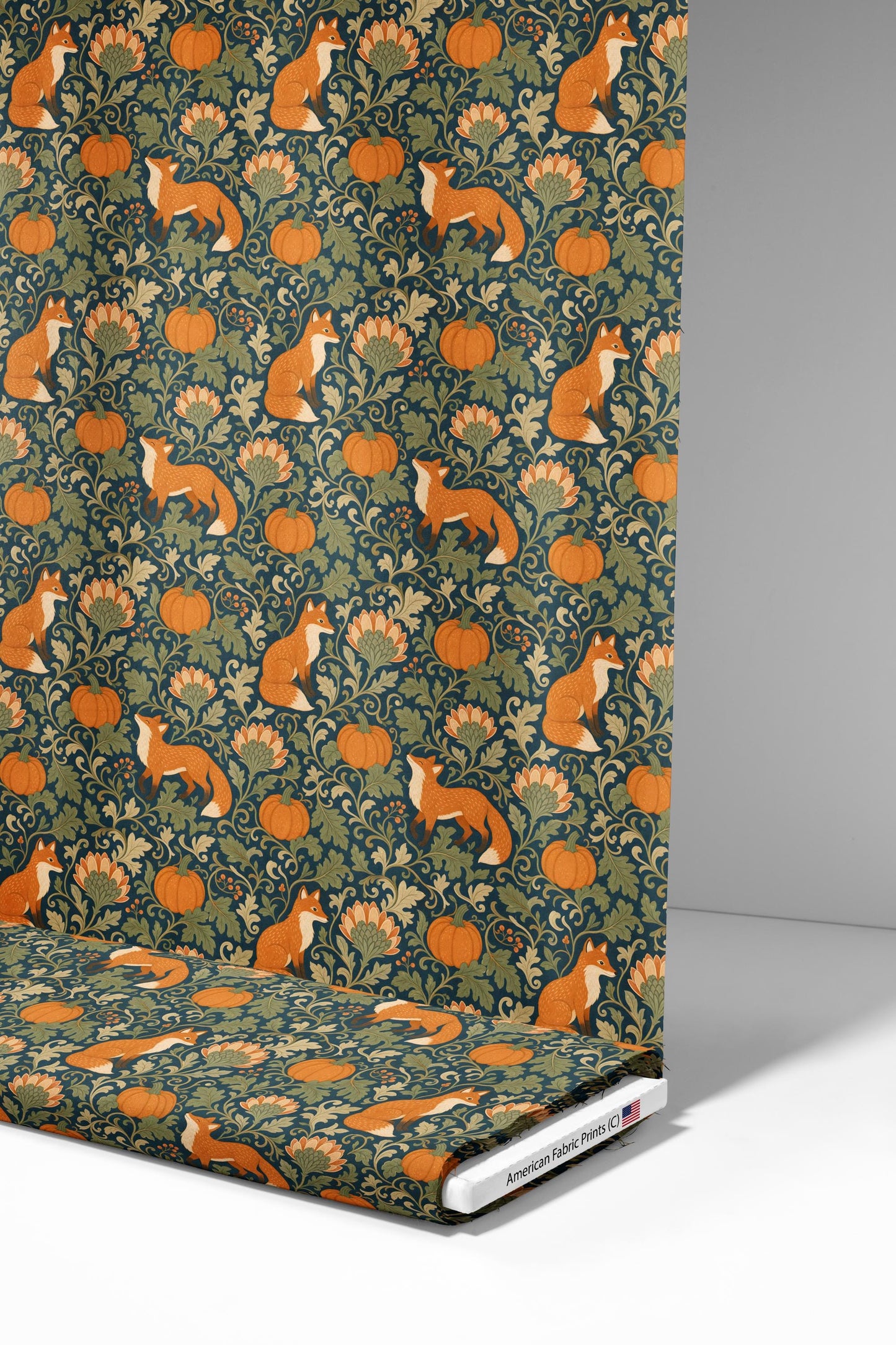 Fox and Pumpkins Fabric - Shop now at American Fabric Prints