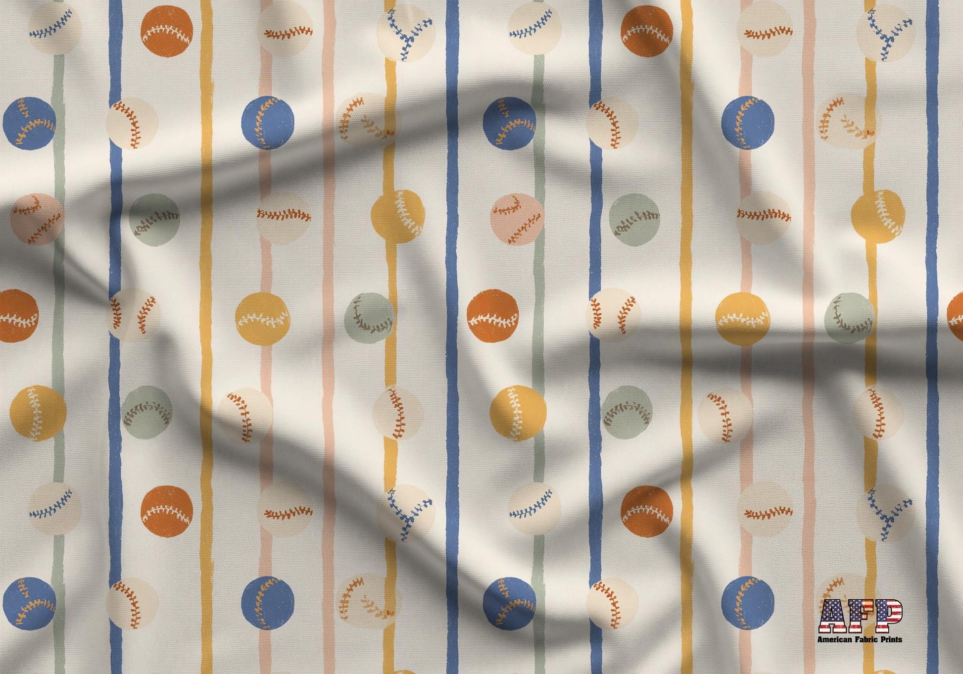 Playful Baseball Fabric - Shop now at American Fabric Prints