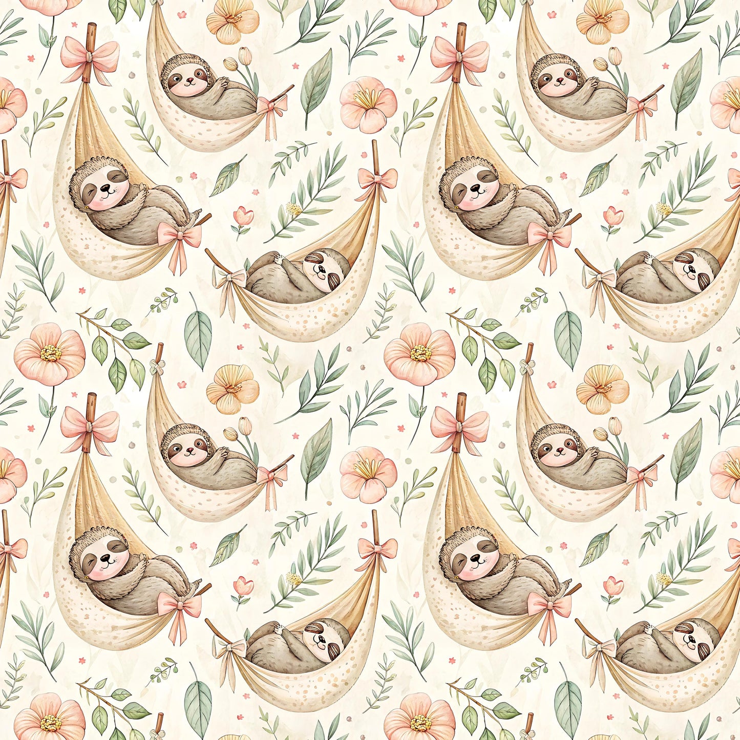Sloths in Hammocks Fabric - Shop now at American Fabric Prints
